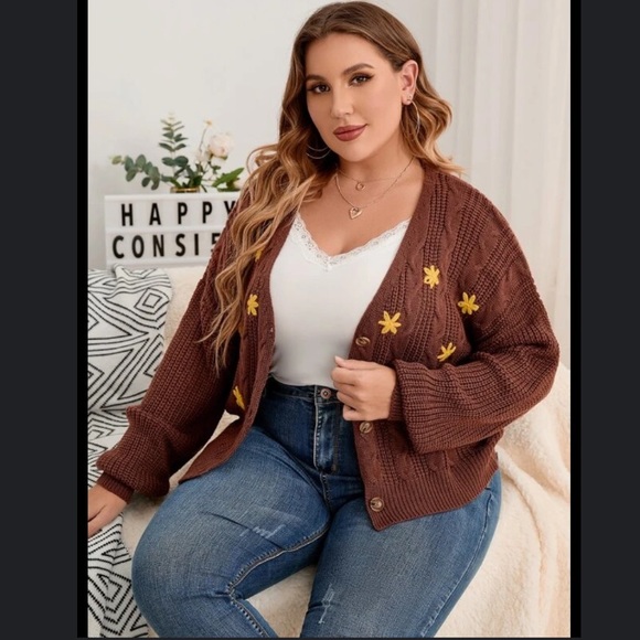 SHEIN Sweaters - Shein | cardigan with floral pattern size 2x